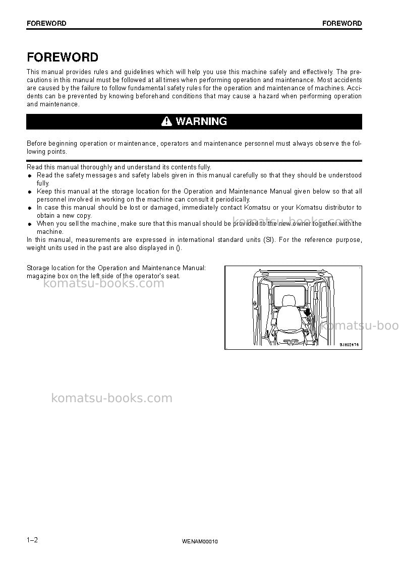 Komatsu pc138us-10ita Operation manual cover Page 4 Komatsu pc138us-10ita Operation manual cover Page 4