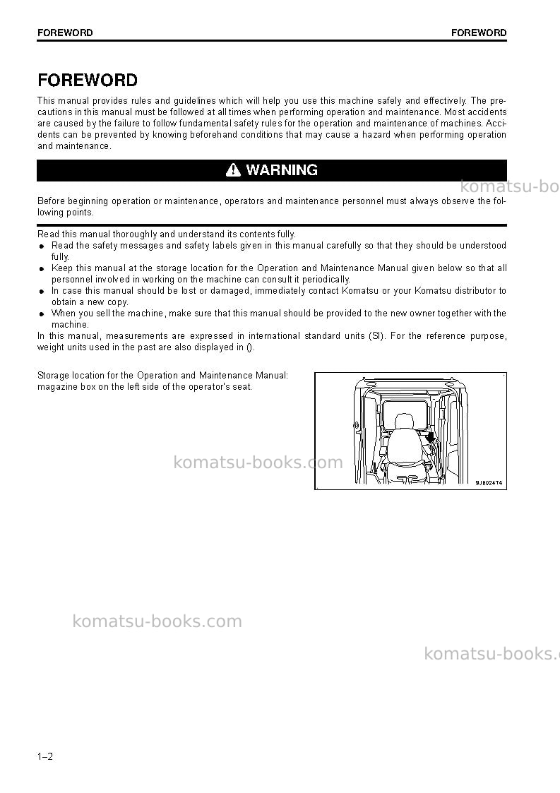 Komatsu pc138us-10ita Operation manual cover Page 4 Komatsu pc138us-10ita Operation manual cover Page 4