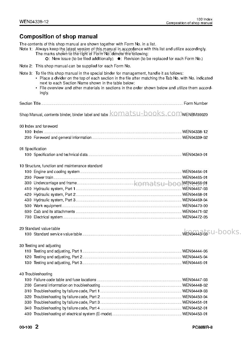 Komatsu pc88mr-8ita Repair & maintenance cover Page 4