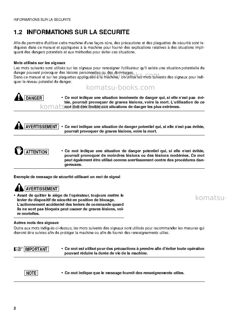 Komatsu pc09-1jpn Manuel d'utilisation couverture Page 4 Komatsu pc09-1jpn Manuel d'utilisation couverture Page 4