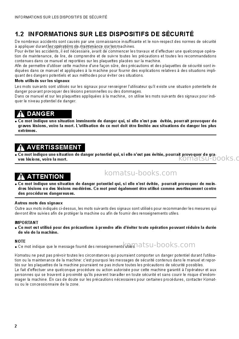 Komatsu sk1020-5ita Manuel d'utilisation couverture Page 4 Komatsu sk1020-5ita Manuel d'utilisation couverture Page 4