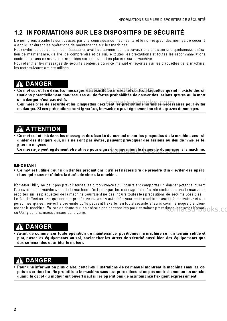 Komatsu pc30mr-2jpn Manuel d'utilisation couverture Page 4 Komatsu pc30mr-2jpn Manuel d'utilisation couverture Page 4