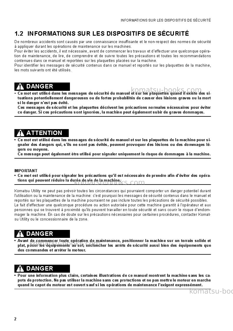 Komatsu pc50mr-2jpn-for eu Manuel d'utilisation couverture Page 4 Komatsu pc50mr-2jpn-for eu Manuel d'utilisation couverture Page 4
