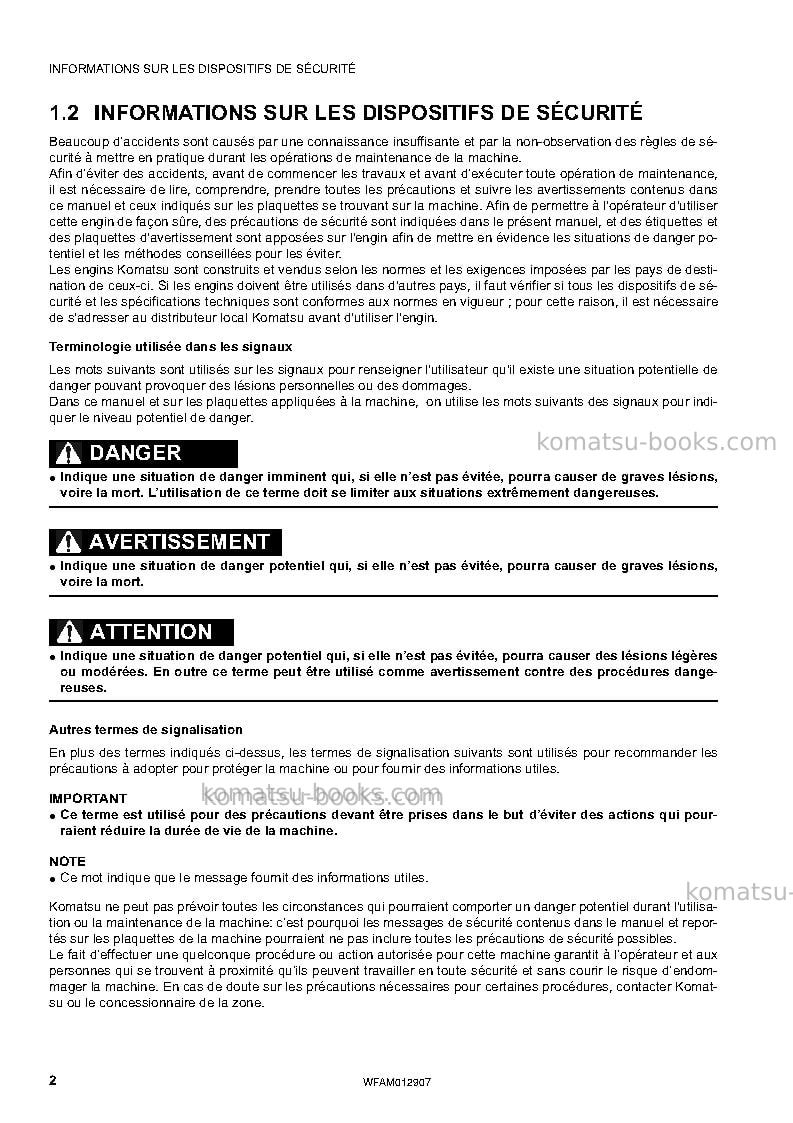 Komatsu pc80mr-3ita Manuel d'utilisation couverture Page 4