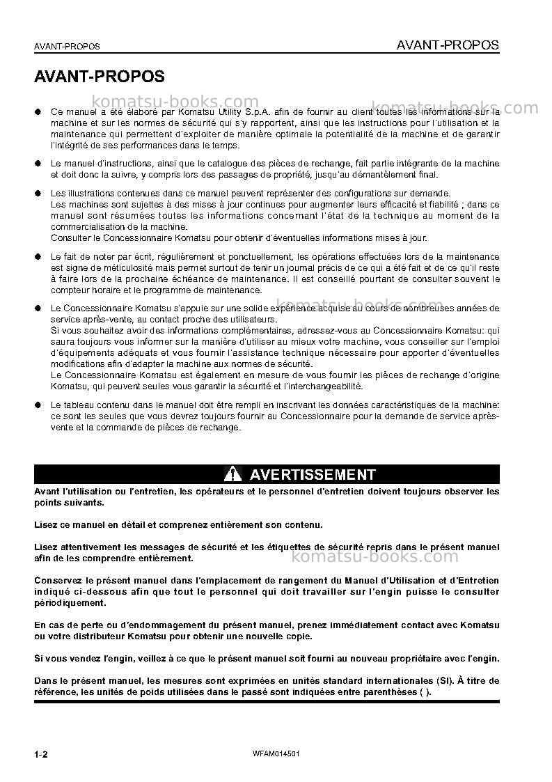 Komatsu pc22mr-3ita Manuel d'utilisation couverture Page 4