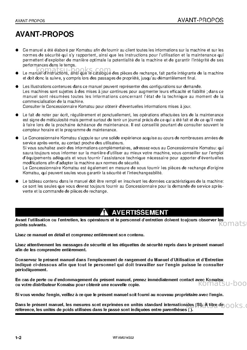 Komatsu pc22mr-3ita Manuel d'utilisation couverture Page 4 Komatsu pc22mr-3ita Manuel d'utilisation couverture Page 4