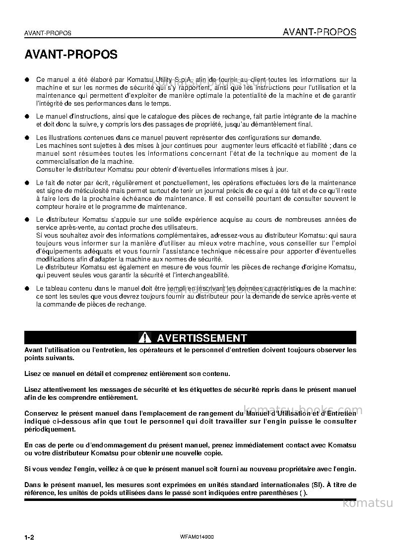 Komatsu pw118mr-8ita Manuel d'utilisation couverture Page 4 Komatsu pw118mr-8ita Manuel d'utilisation couverture Page 4