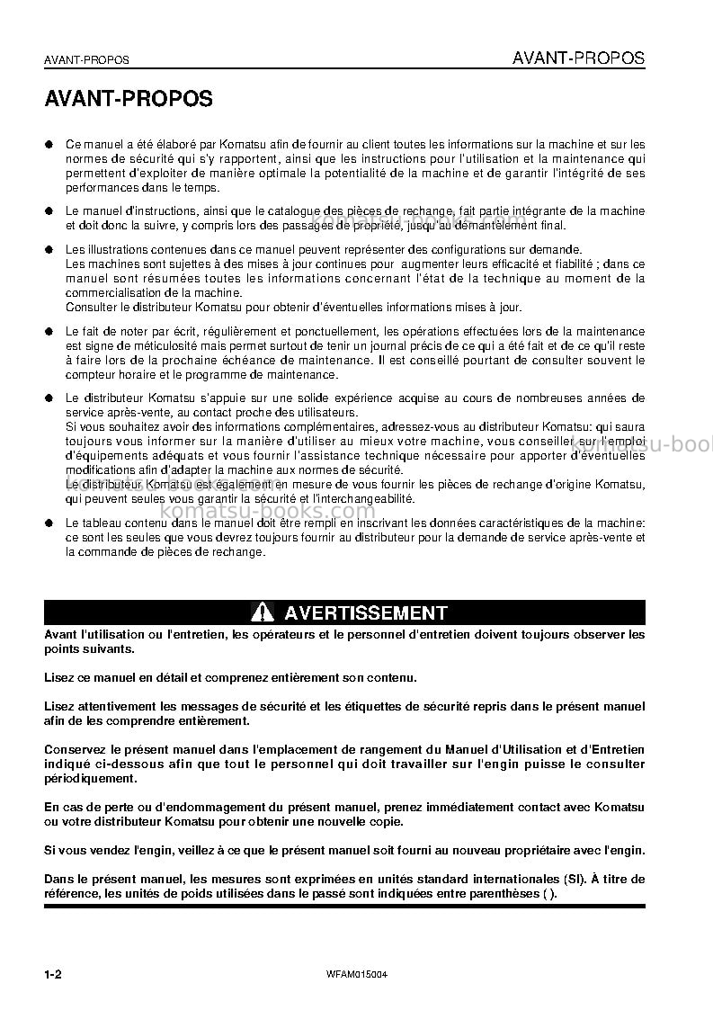 Komatsu pw98mr-8ita Manuel d'utilisation couverture Page 4 Komatsu pw98mr-8ita Manuel d'utilisation couverture Page 4