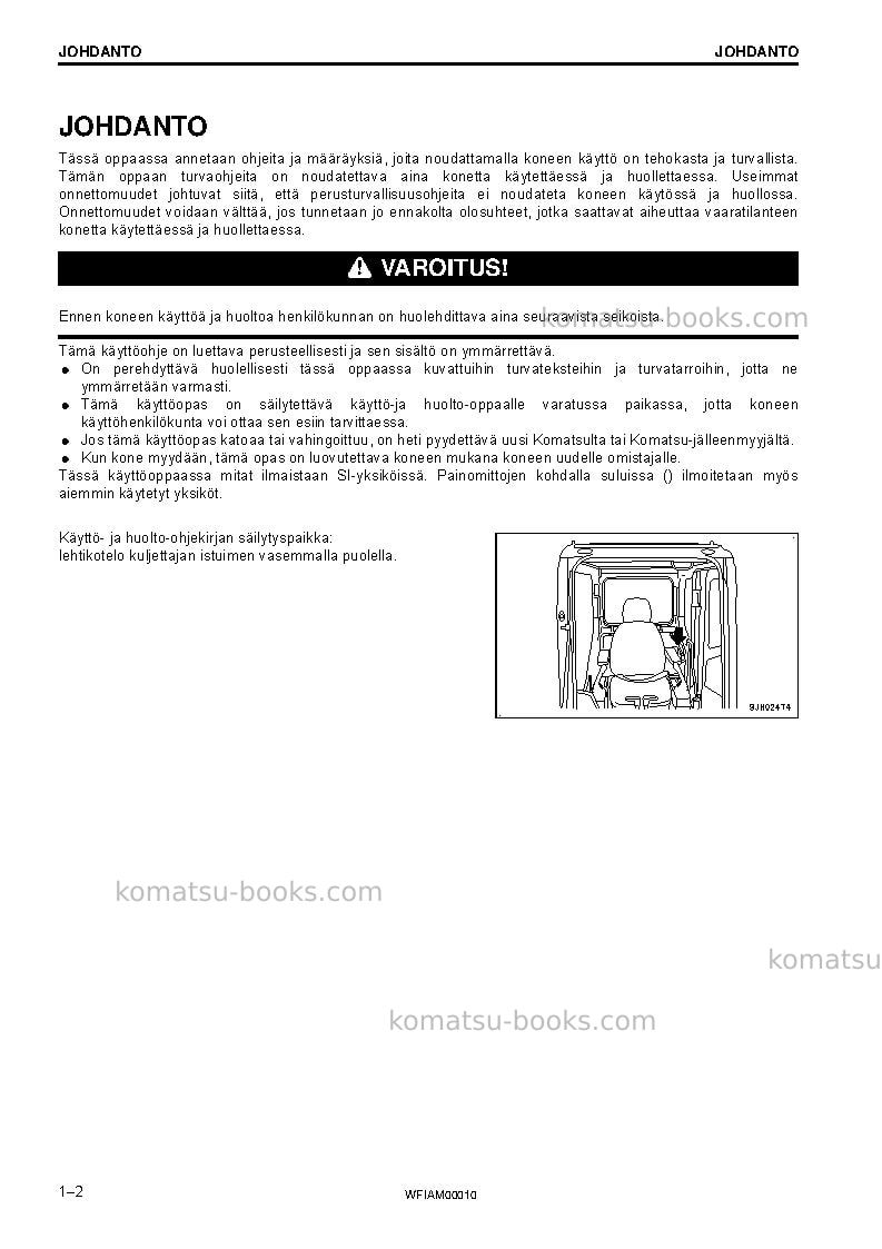 Komatsu pc138us-10ita Operation manual cover Page 4 Komatsu pc138us-10ita Operation manual cover Page 4