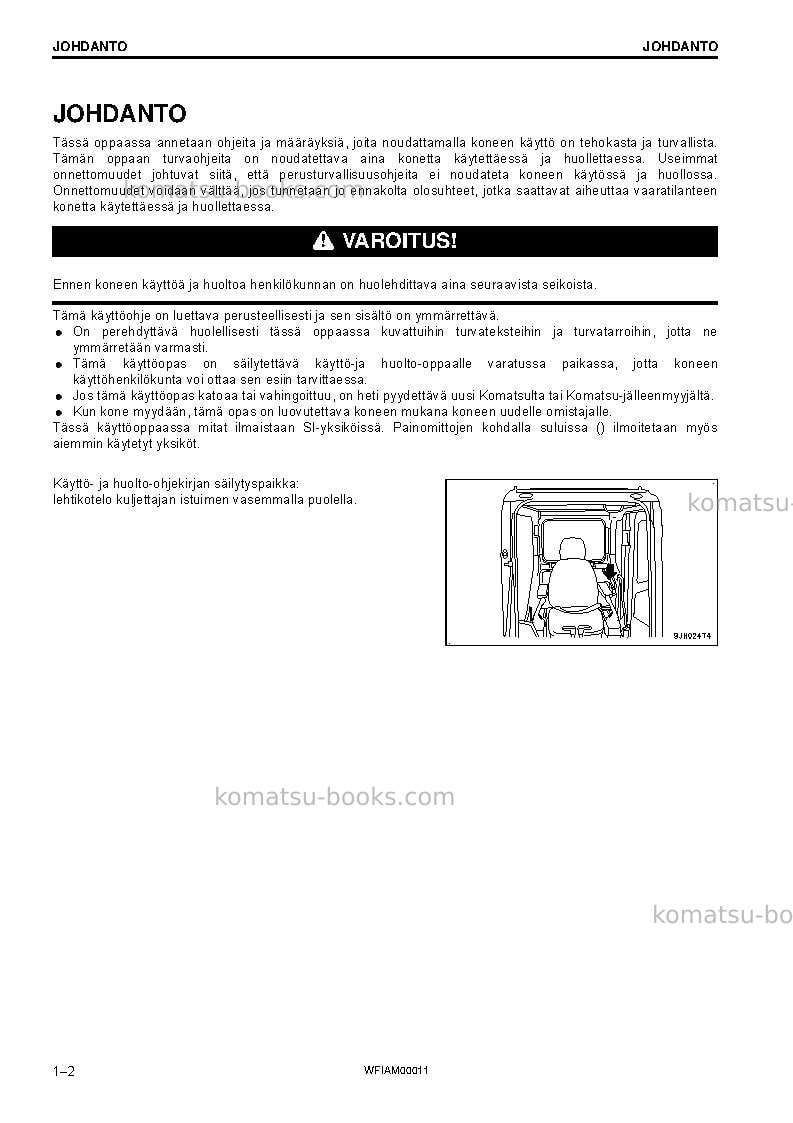 Komatsu pc138us-10ita Operation manual cover Page 4 Komatsu pc138us-10ita Operation manual cover Page 4