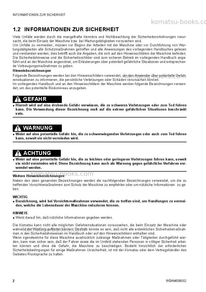 Komatsu ck35-1ita Betriebsanleitung Titelseite Seite 4 Komatsu ck35-1ita Betriebsanleitung Titelseite Seite 4