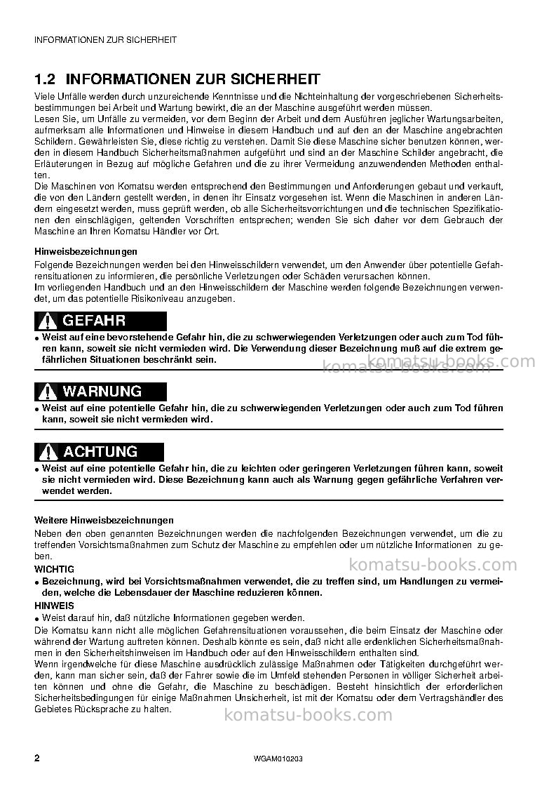 Komatsu sk510-5ita Betriebsanleitung Titelseite Seite 4 Komatsu sk510-5ita Betriebsanleitung Titelseite Seite 4