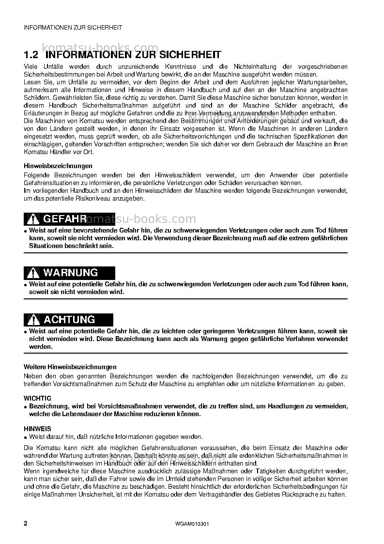 Komatsu sk714-5ita-/ Betriebsanleitung Titelseite Seite 4 Komatsu sk714-5ita-/ Betriebsanleitung Titelseite Seite 4