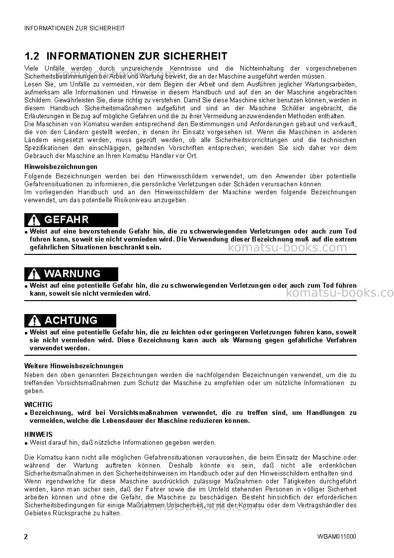 Komatsu ck20-1ita Betriebsanleitung Titelseite Seite 4 Komatsu ck20-1ita Betriebsanleitung Titelseite Seite 4