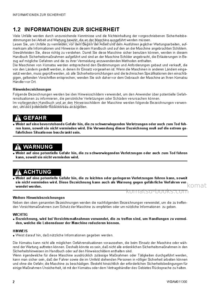 Komatsu ck35-1ita Betriebsanleitung Titelseite Seite 4 Komatsu ck35-1ita Betriebsanleitung Titelseite Seite 4
