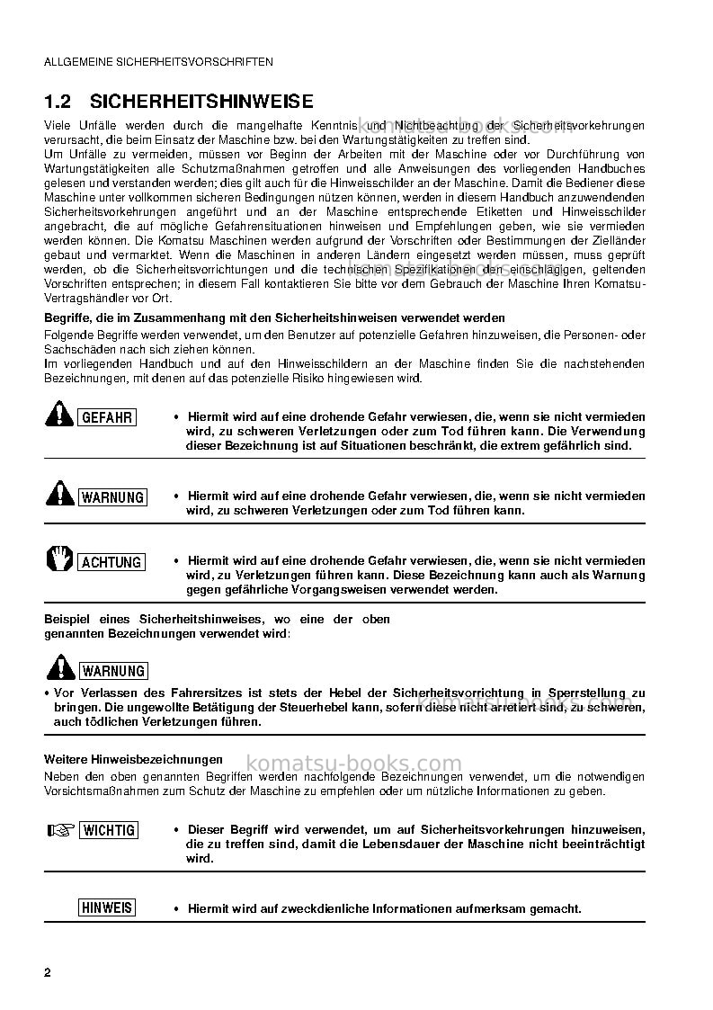 Komatsu pc09-1ita Betriebsanleitung Titelseite Seite 4 Komatsu pc09-1ita Betriebsanleitung Titelseite Seite 4