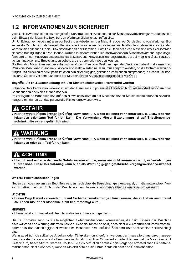 Komatsu pc26mr-3ita Betriebsanleitung Titelseite Seite 4 Komatsu pc26mr-3ita Betriebsanleitung Titelseite Seite 4