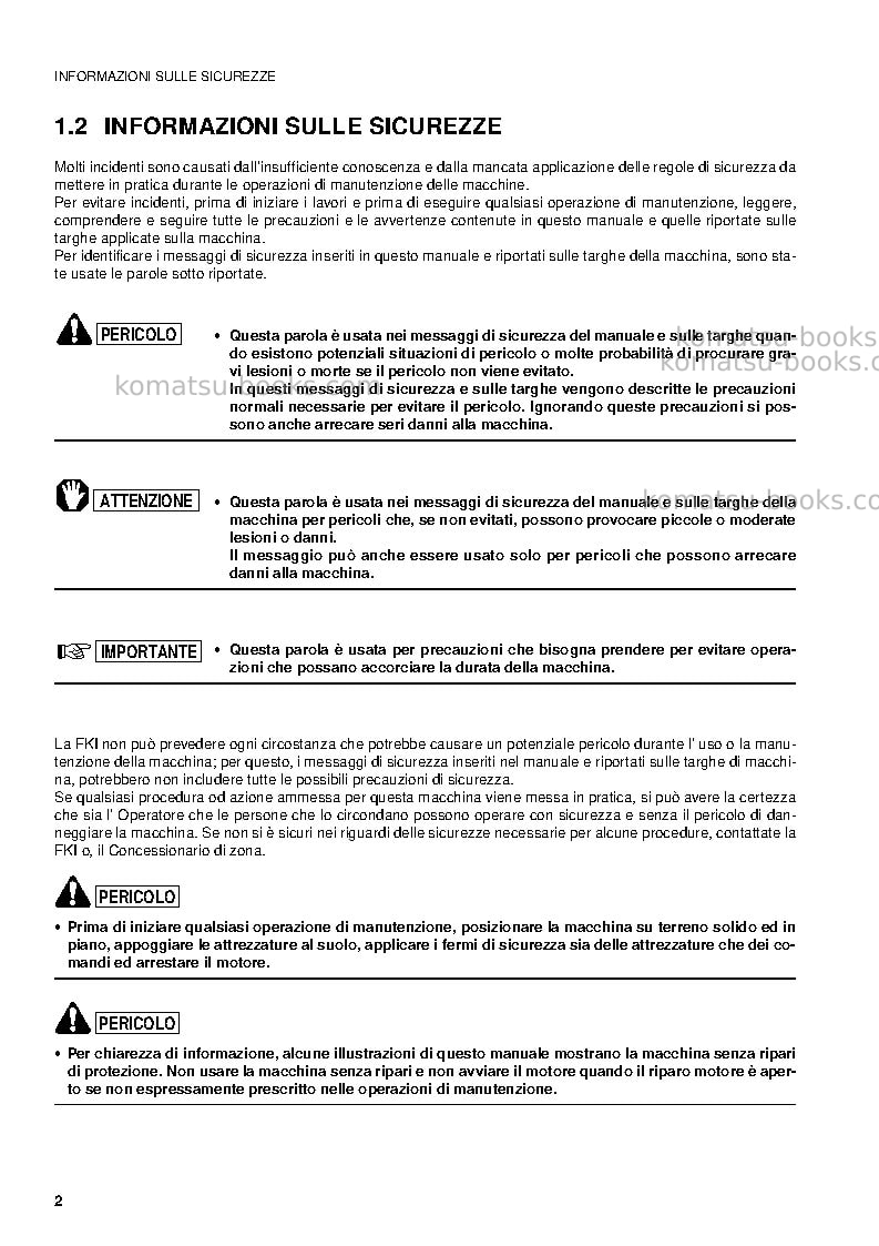 Komatsu pc12r-8ita Manuale operativo copertina Pagina 4 Komatsu pc12r-8ita Manuale operativo copertina Pagina 4
