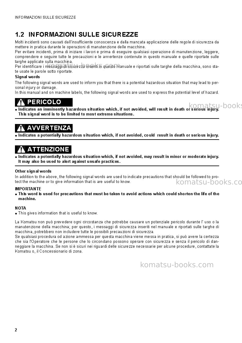 Komatsu sk1026-5ita Manuale operativo copertina Pagina 4 Komatsu sk1026-5ita Manuale operativo copertina Pagina 4