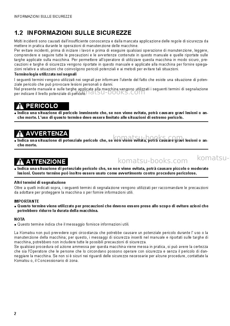 Komatsu ck20-1ita Manuale operativo copertina Pagina 4 Komatsu ck20-1ita Manuale operativo copertina Pagina 4