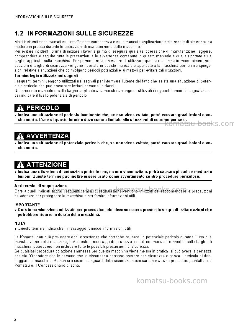 Komatsu ck35-1ita Manuale operativo copertina Pagina 4 Komatsu ck35-1ita Manuale operativo copertina Pagina 4