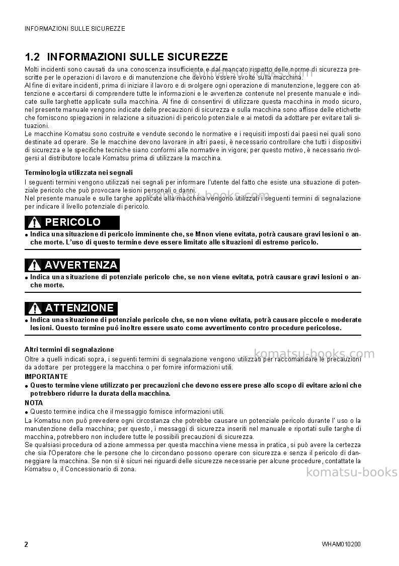 Komatsu sk510-5ita Manuale operativo copertina Pagina 4 Komatsu sk510-5ita Manuale operativo copertina Pagina 4
