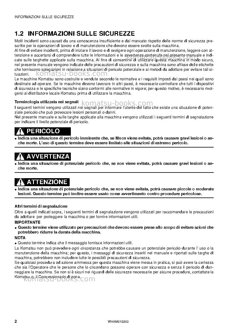 Komatsu sk510-5ita Manuale operativo copertina Pagina 4 Komatsu sk510-5ita Manuale operativo copertina Pagina 4