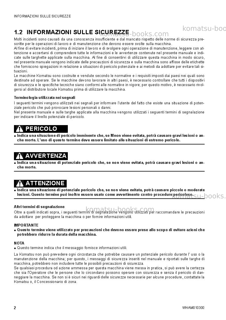 Komatsu sk714-5ita-/ Manuale operativo copertina Pagina 4 Komatsu sk714-5ita-/ Manuale operativo copertina Pagina 4