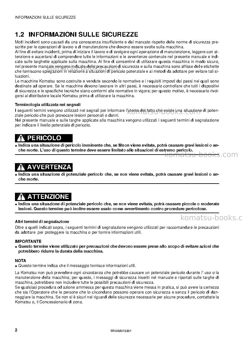 Komatsu sk714-5ita-/ Manuale operativo copertina Pagina 4 Komatsu sk714-5ita-/ Manuale operativo copertina Pagina 4