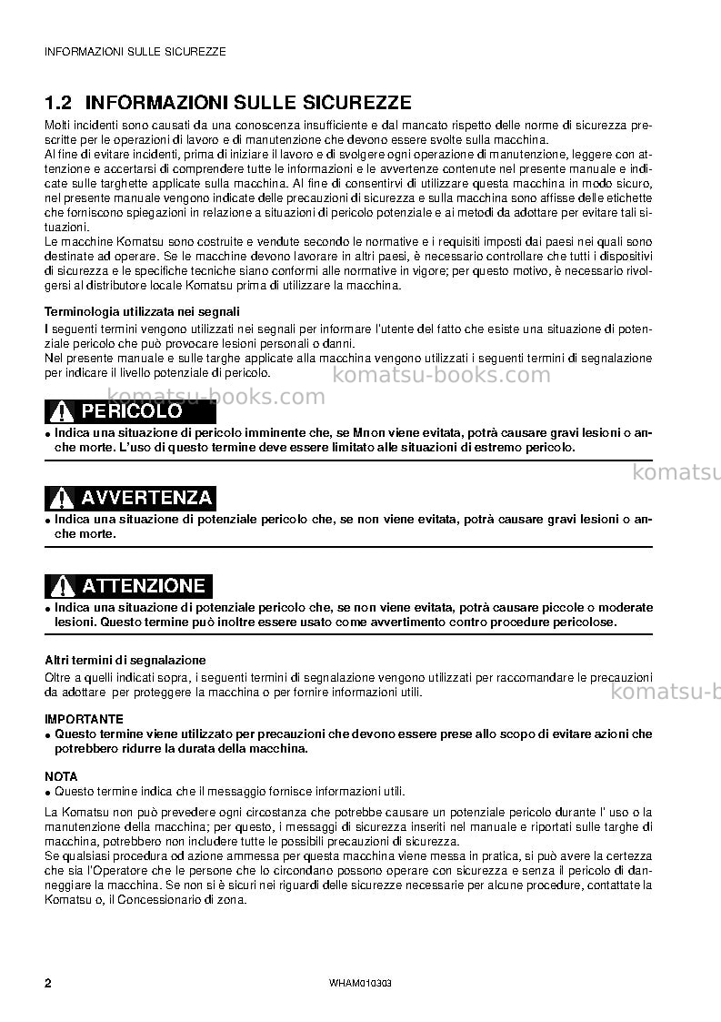 Komatsu sk714-5ita-/ Riparazione e manutenzione copertina Pagina 4