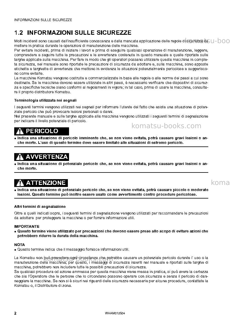 Komatsu pc26mr-3ita Manuale operativo copertina Pagina 4