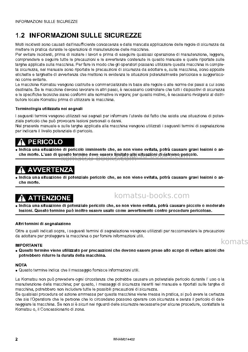 Komatsu pc55mr-3ita Manuale operativo copertina Pagina 4 Komatsu pc55mr-3ita Manuale operativo copertina Pagina 4