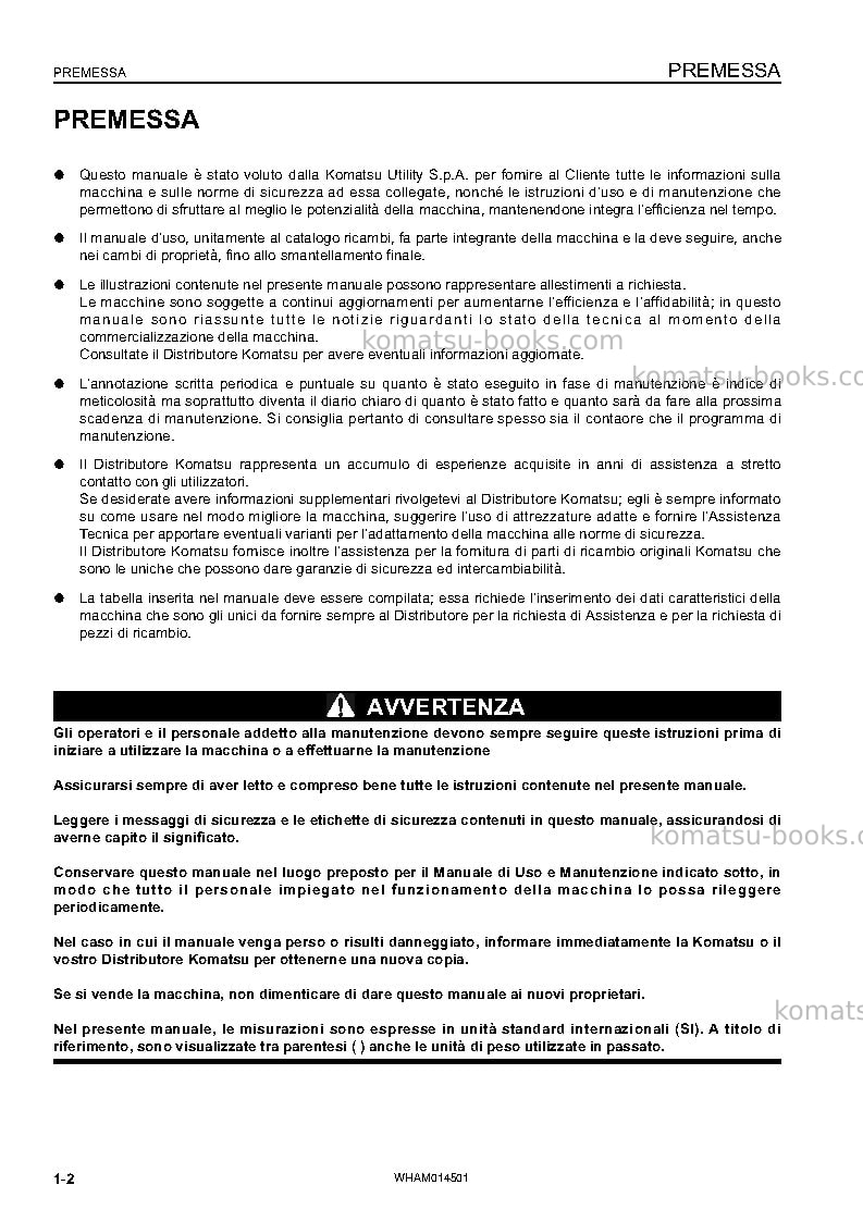 Komatsu pc22mr-3ita Manuale operativo copertina Pagina 4 Komatsu pc22mr-3ita Manuale operativo copertina Pagina 4