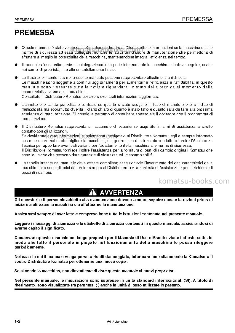 Komatsu pc22mr-3ita Manuale operativo copertina Pagina 4 Komatsu pc22mr-3ita Manuale operativo copertina Pagina 4