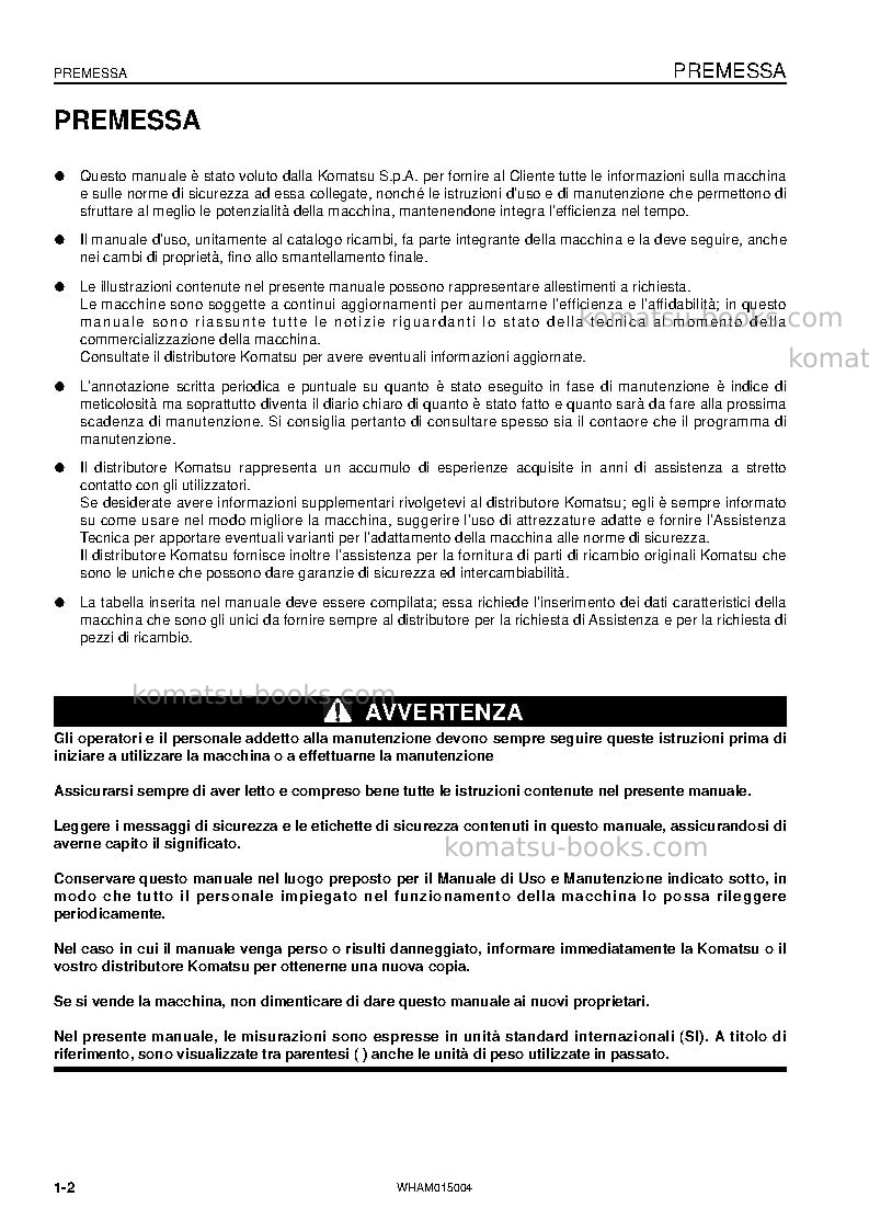 Komatsu pw98mr-8ita Manuale operativo copertina Pagina 4 Komatsu pw98mr-8ita Manuale operativo copertina Pagina 4