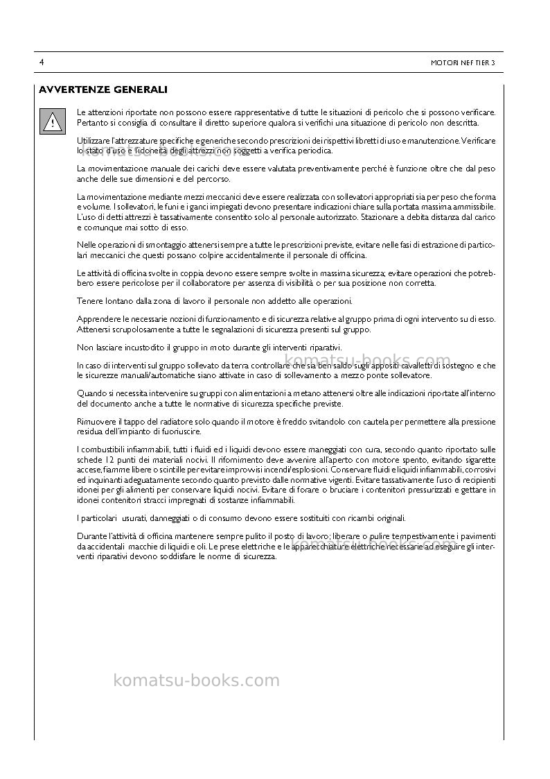 Komatsu saa4d104e-2ita-engine Riparazione e manutenzione copertina Pagina 4 Komatsu saa4d104e-2ita-engine Riparazione e manutenzione copertina Pagina 4
