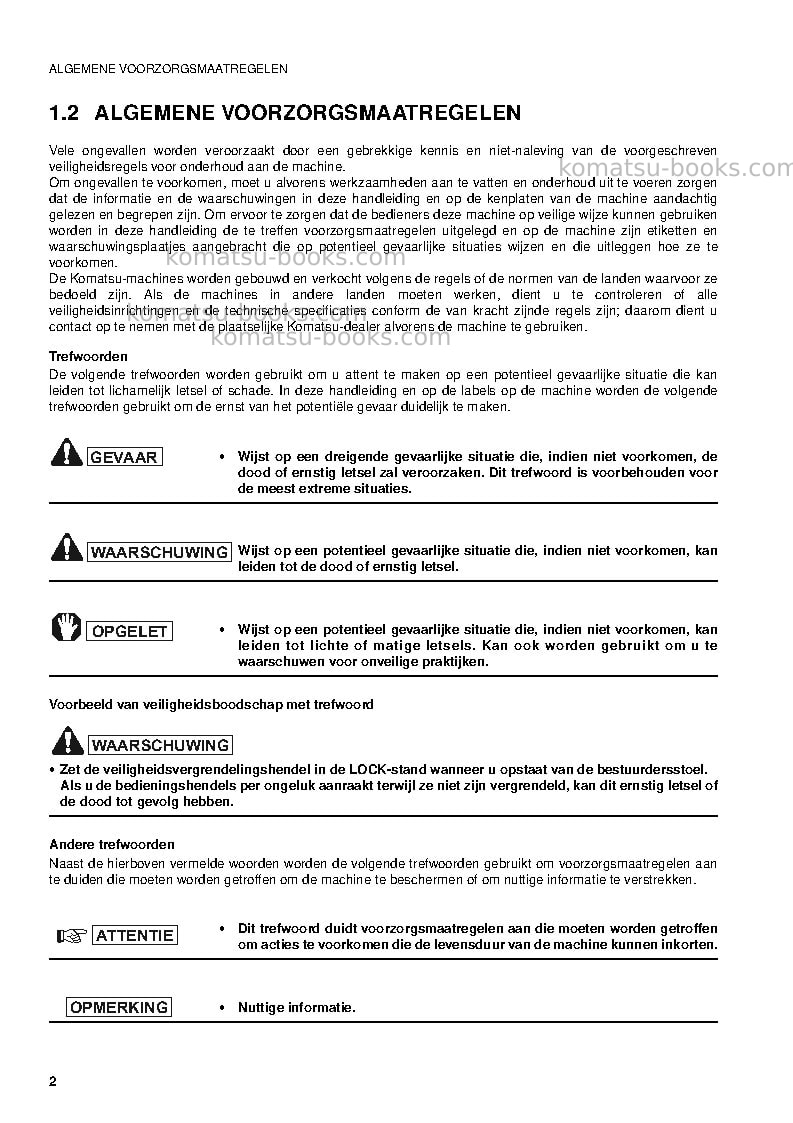 Komatsu pc09-1ita Operation manual cover Page 4 Komatsu pc09-1ita Operation manual cover Page 4