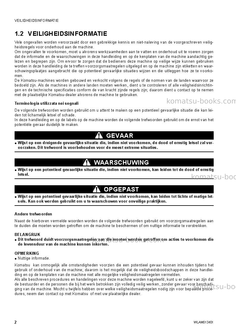 Komatsu pc20mr-2ita Operation manual cover Page 4 Komatsu pc20mr-2ita Operation manual cover Page 4