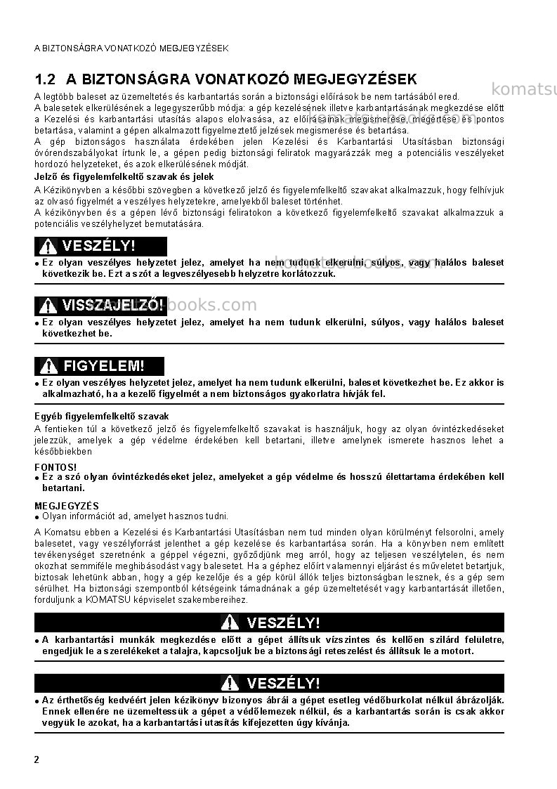 Komatsu sk1020-5ita-turbo Operation manual cover Page 4