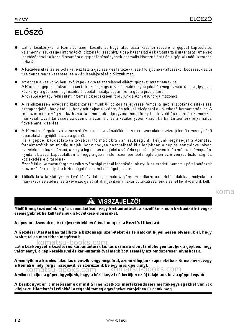 Komatsu pw118mr-8ita Operation manual cover Page 4 Komatsu pw118mr-8ita Operation manual cover Page 4