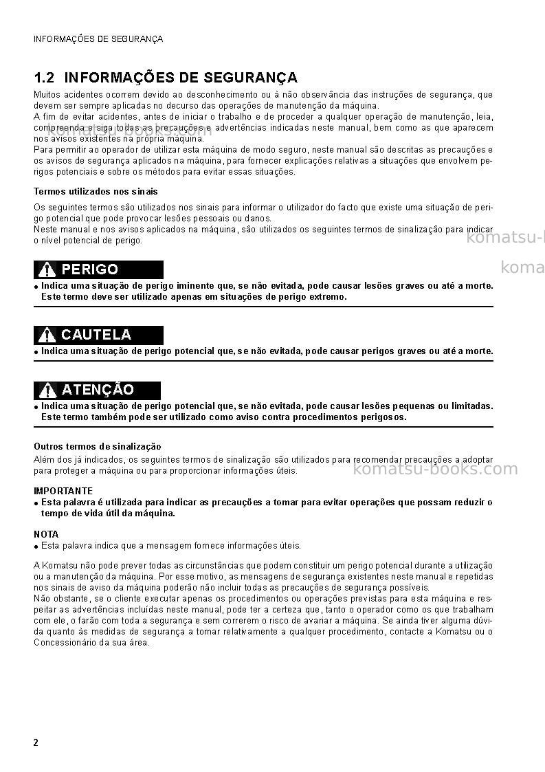 Komatsu sk1020-5ita Manual de operação capa Página 4 Komatsu sk1020-5ita Manual de operação capa Página 4