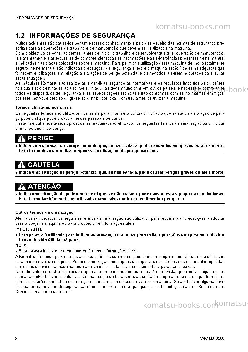Komatsu sk510-5ita Manual de operação capa Página 4 Komatsu sk510-5ita Manual de operação capa Página 4