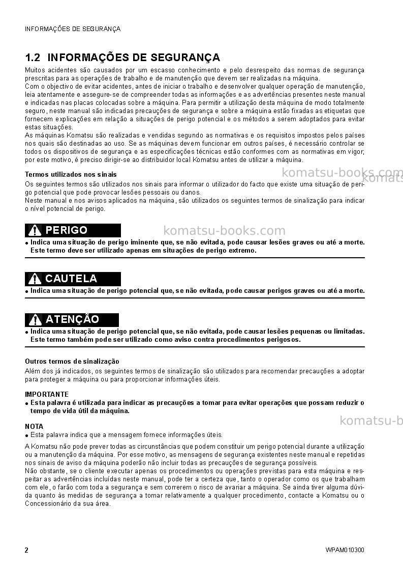Komatsu sk714-5ita-/ Manual de operação capa Página 4