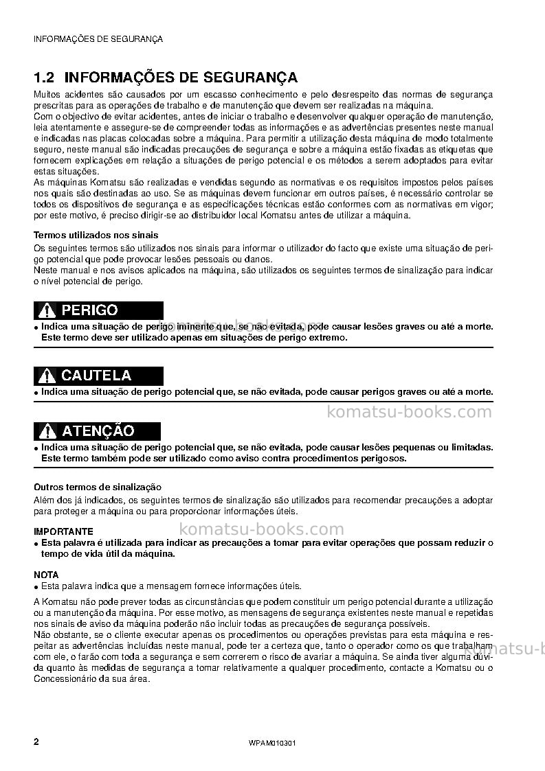 Komatsu sk714-5ita-/ Manual de operação capa Página 4 Komatsu sk714-5ita-/ Manual de operação capa Página 4