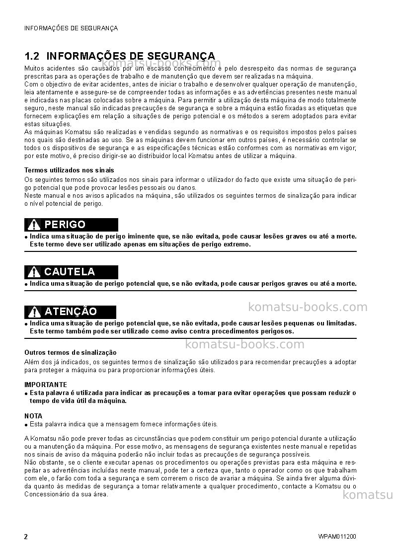 Komatsu ck30-1ita Manual de operação capa Página 4 Komatsu ck30-1ita Manual de operação capa Página 4