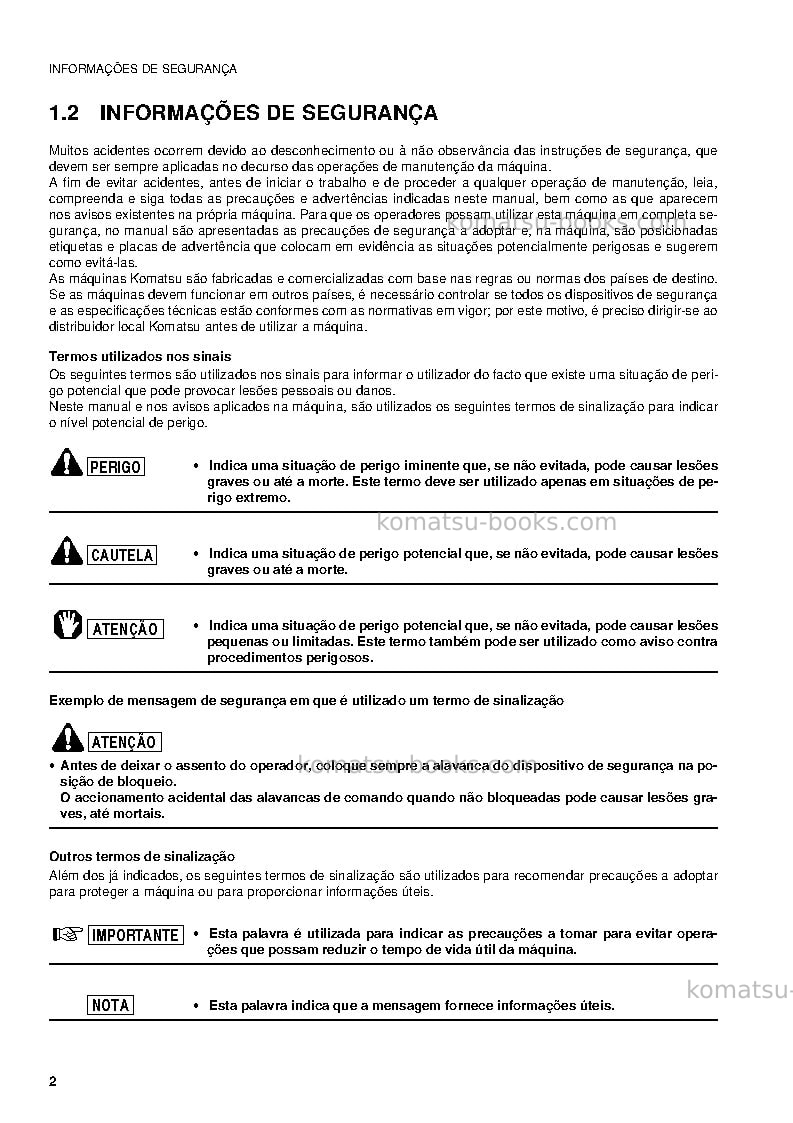 Komatsu pc09-1ita Manual de operação capa Página 4 Komatsu pc09-1ita Manual de operação capa Página 4