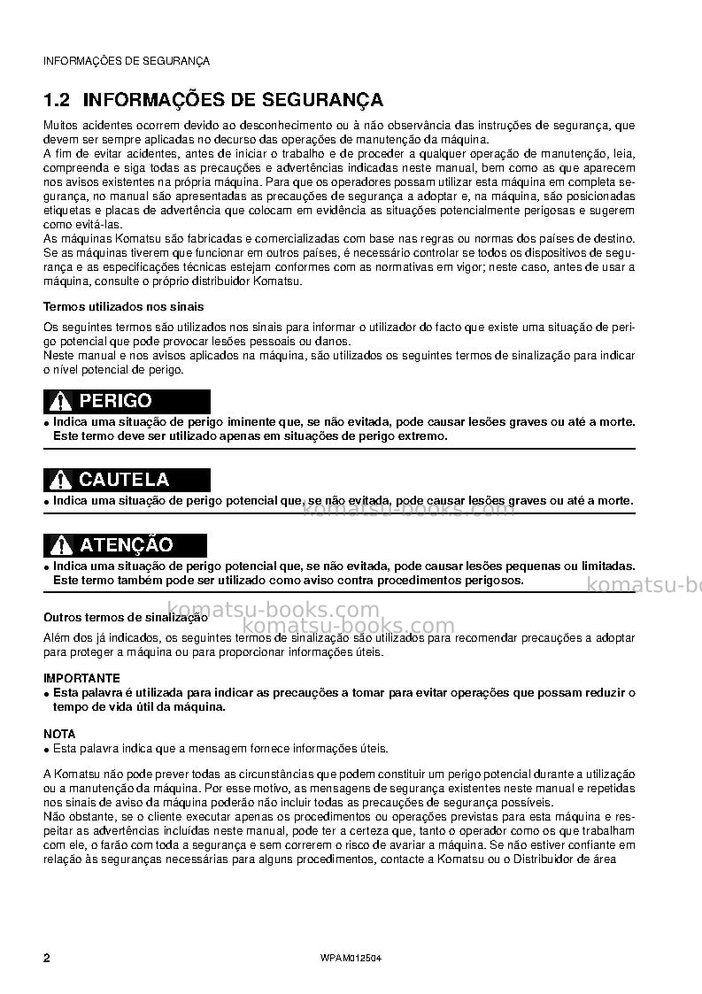 Komatsu pc26mr-3ita Manual de operação capa Página 4 Komatsu pc26mr-3ita Manual de operação capa Página 4