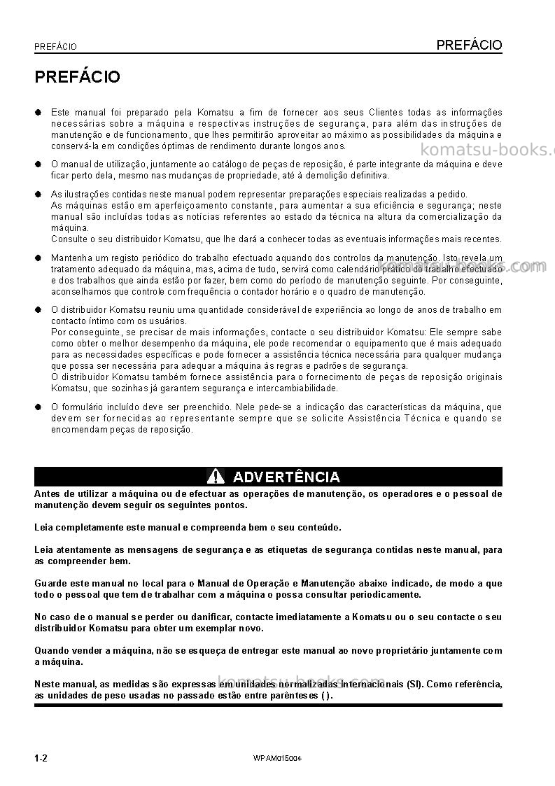 Komatsu pw98mr-8ita Manual de operação capa Página 4 Komatsu pw98mr-8ita Manual de operação capa Página 4
