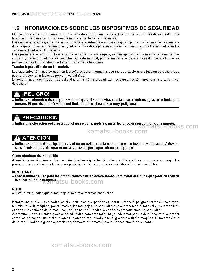 Komatsu sk1020-5ita Manual de operación cover Page 4 Komatsu sk1020-5ita Manual de operación cover Page 4