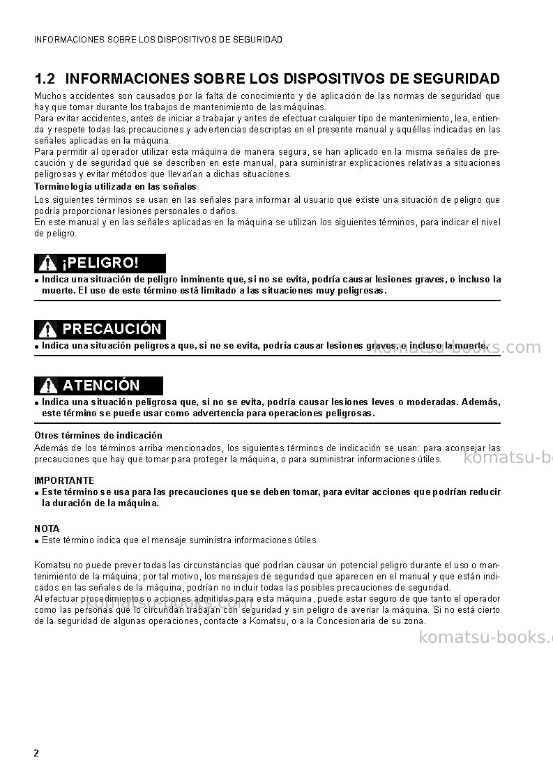 Komatsu sk1020-5ita-turbo Manual de operación cover Page 4
